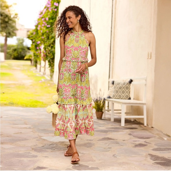Sundance Ash & Eden Green and Pink Floral Halter Maxi Dress, NWT, XL Sundance Ash & Eden Green and Pink Floral Halter Maxi Dress, NWT, XL